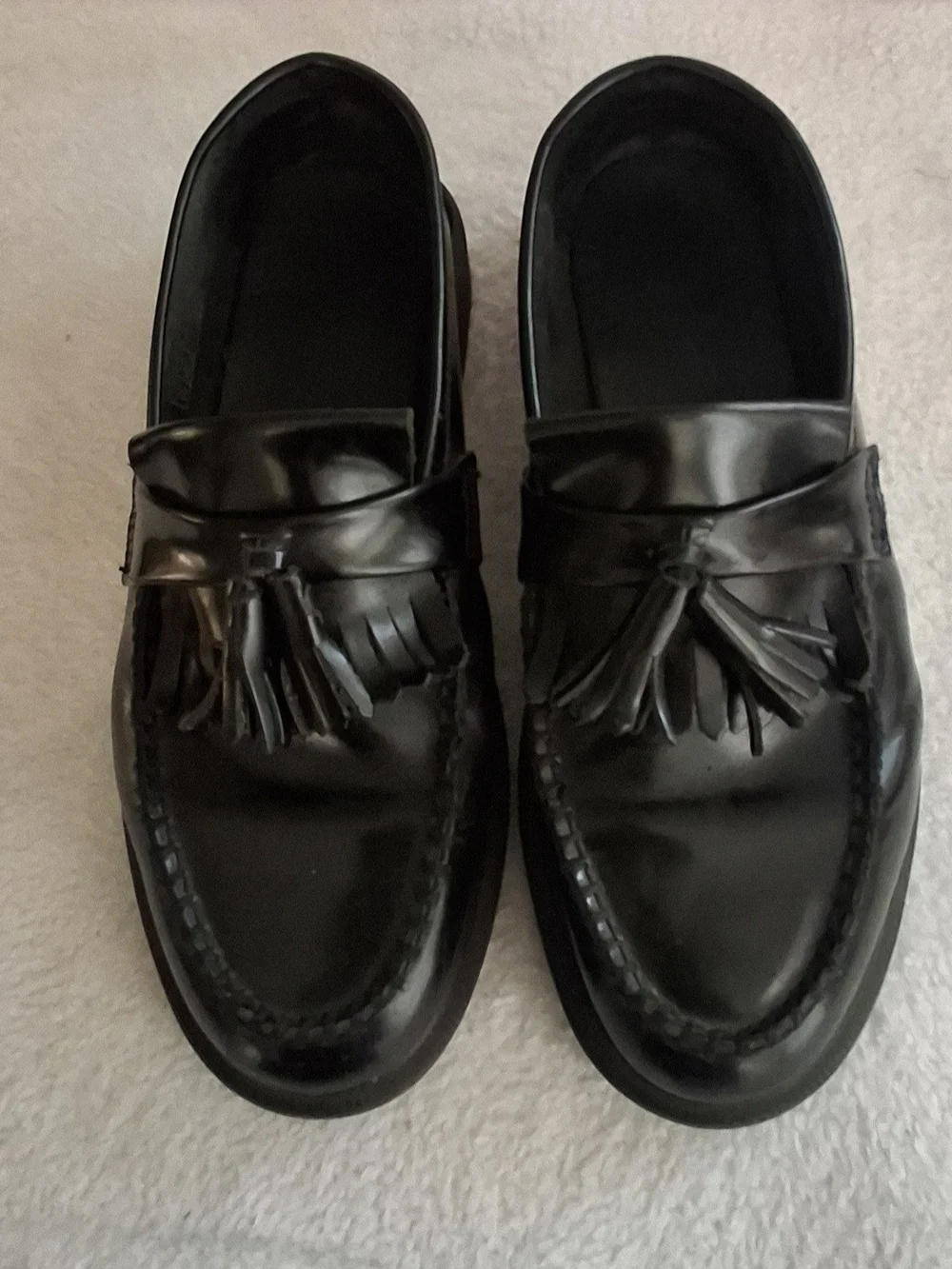 Dr. Martens Adrian Tassel Loafer Men10 Black Smooth Leather Casual Shoes Eby3417